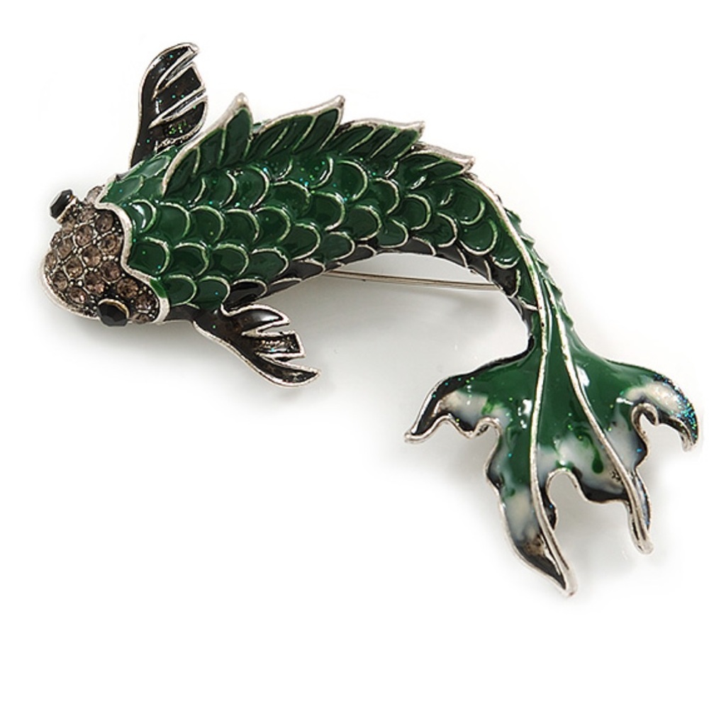 Betsey Johnson Green Fish Brooch Pin - Picture 8 of 9